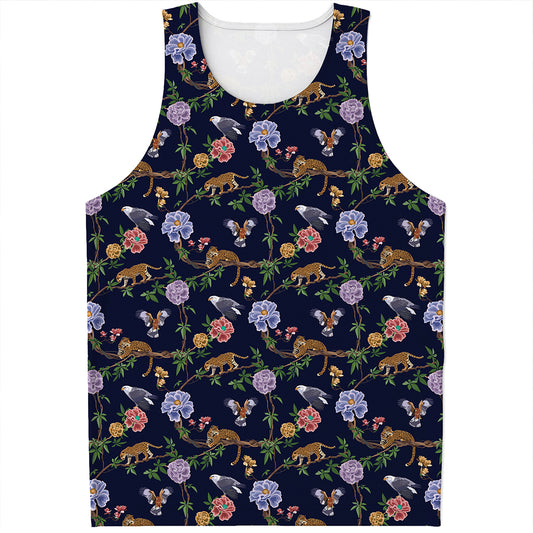 Eagle And Jaguar Pattern Print Men's Tank Top