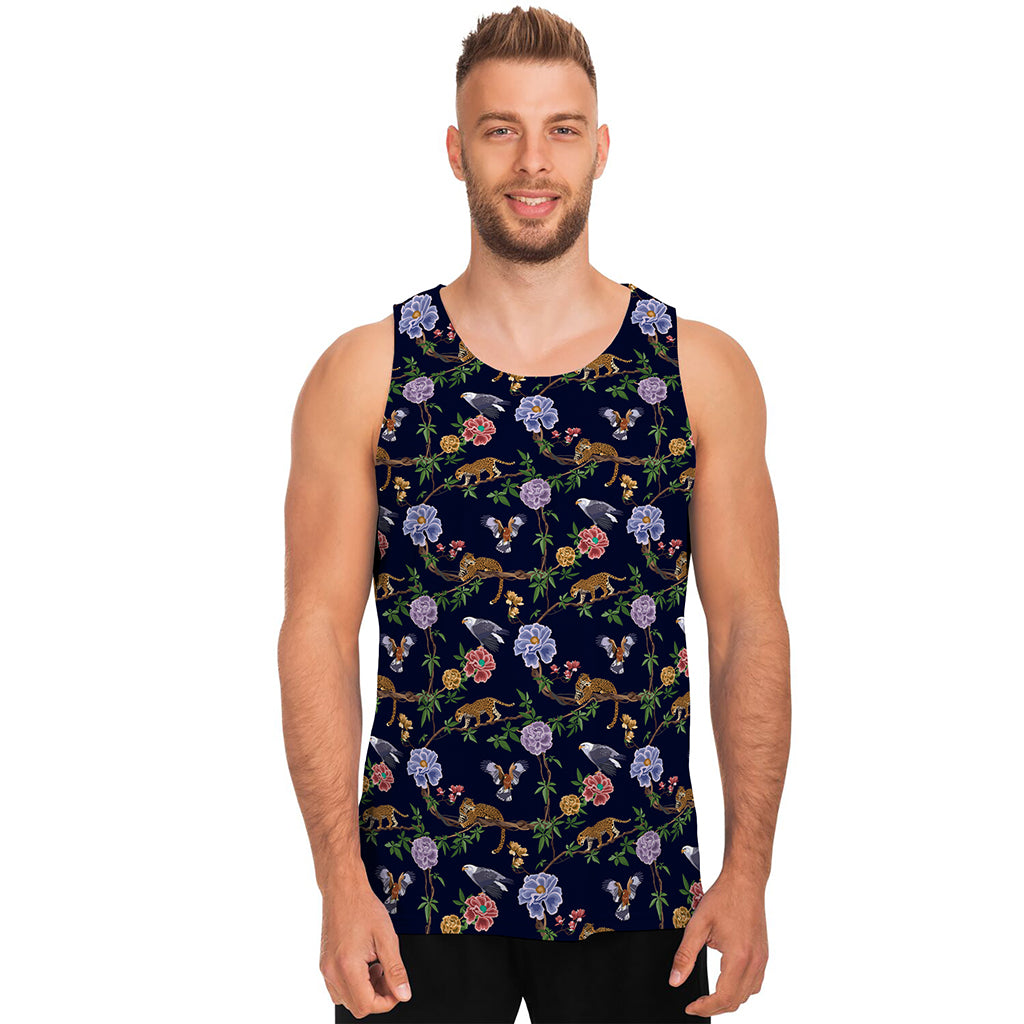 Eagle And Jaguar Pattern Print Men's Tank Top