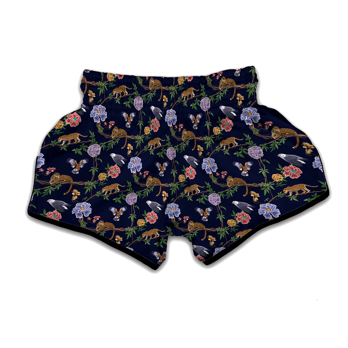 Eagle And Jaguar Pattern Print Muay Thai Boxing Shorts