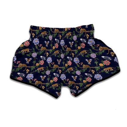 Eagle And Jaguar Pattern Print Muay Thai Boxing Shorts