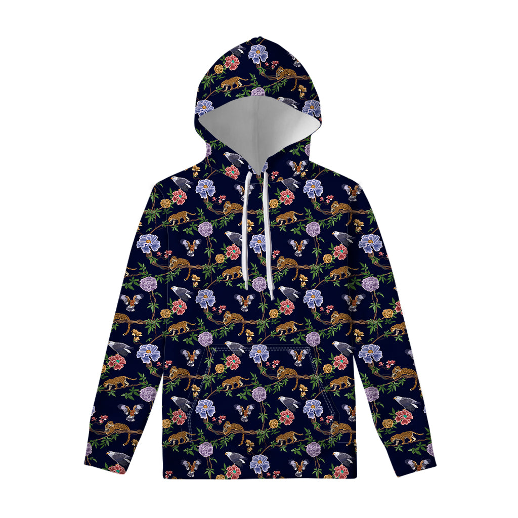 Eagle And Jaguar Pattern Print Pullover Hoodie