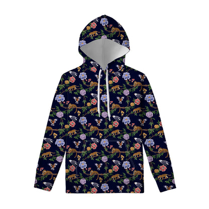 Eagle And Jaguar Pattern Print Pullover Hoodie