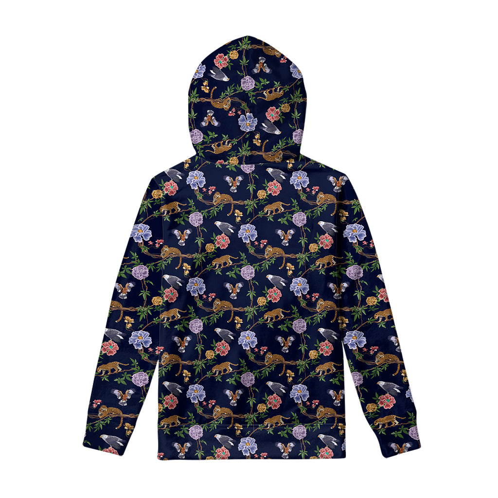 Eagle And Jaguar Pattern Print Pullover Hoodie