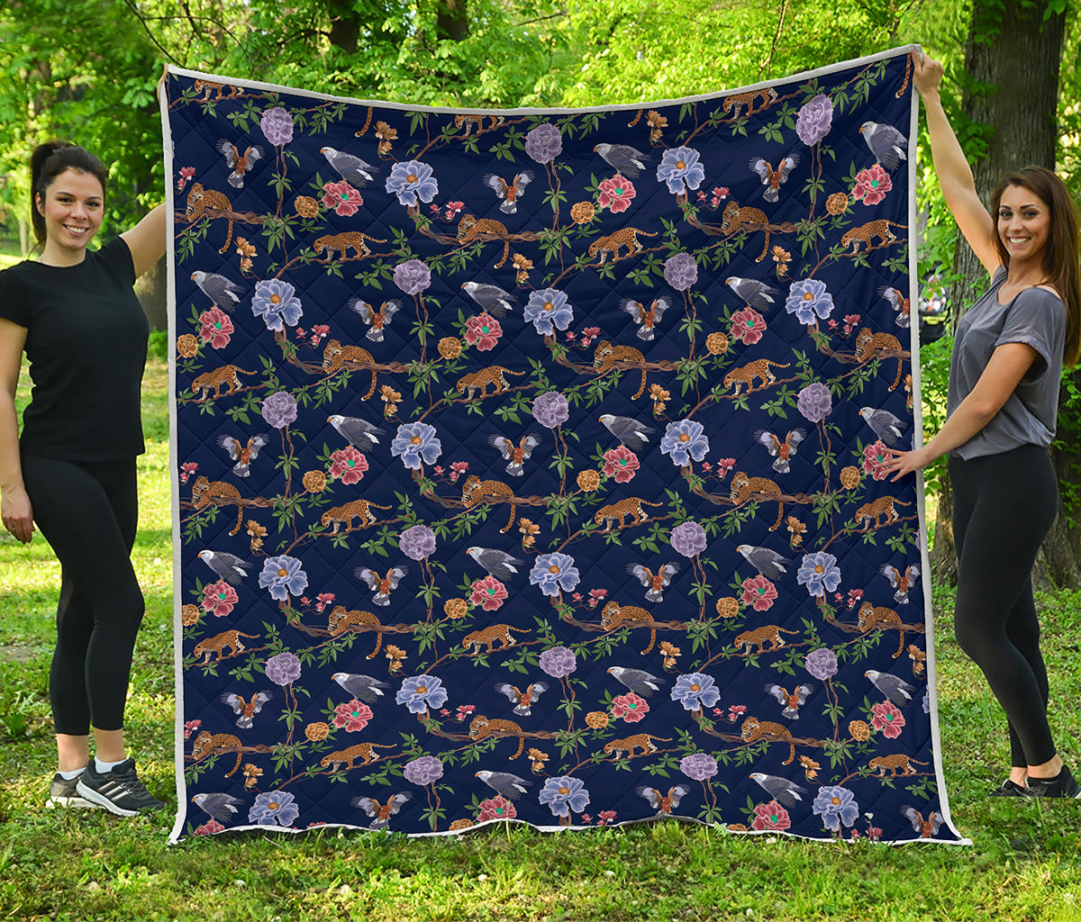 Eagle And Jaguar Pattern Print Quilt