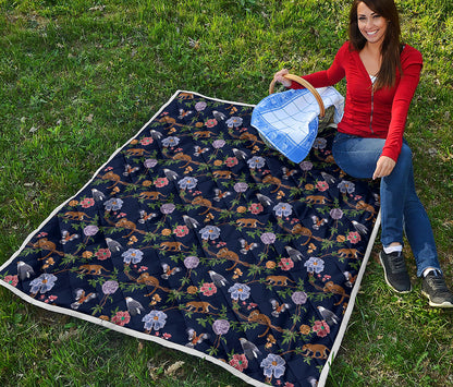 Eagle And Jaguar Pattern Print Quilt
