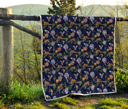 Eagle And Jaguar Pattern Print Quilt