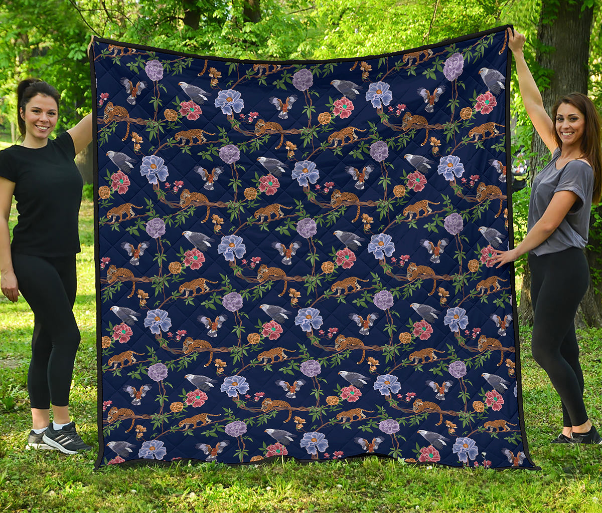 Eagle And Jaguar Pattern Print Quilt