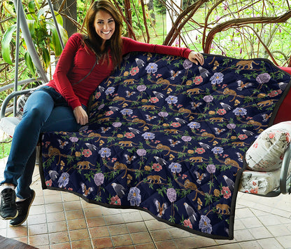Eagle And Jaguar Pattern Print Quilt