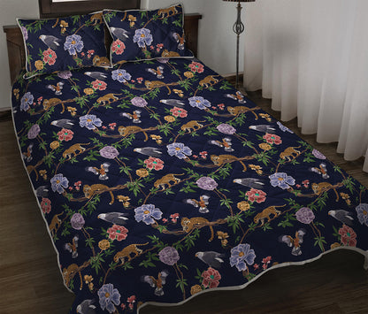 Eagle And Jaguar Pattern Print Quilt Bed Set