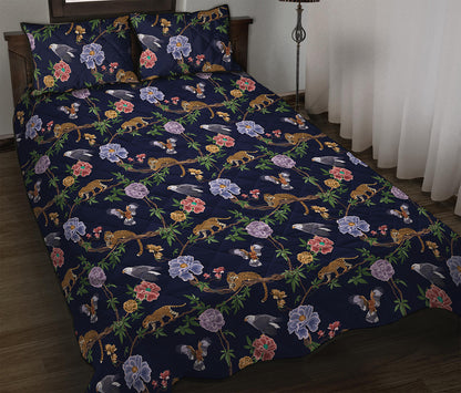 Eagle And Jaguar Pattern Print Quilt Bed Set