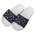 Eagle And Jaguar Pattern Print White Slide Sandals