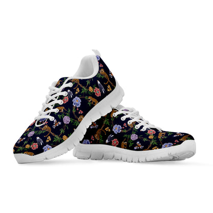 Eagle And Jaguar Pattern Print White Sneakers