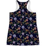Eagle And Jaguar Pattern Print Women's Racerback Tank Top