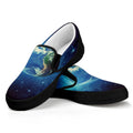 Earth And Space Print Black Slip On Sneakers