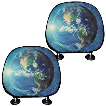 Earth And Space Print Car Headrest Covers