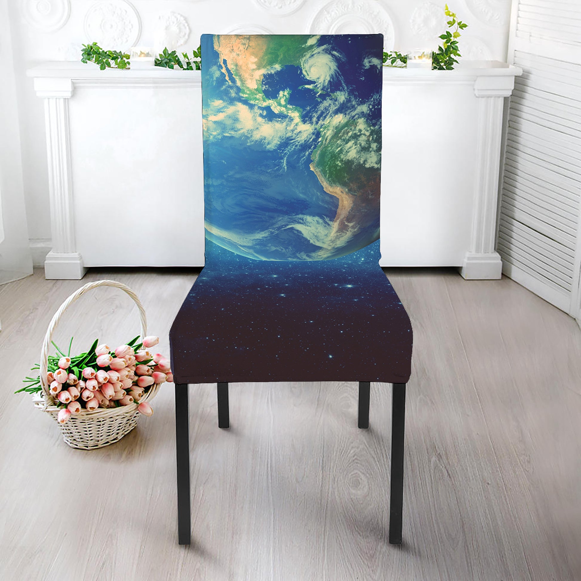 Earth And Space Print Dining Chair Slipcover