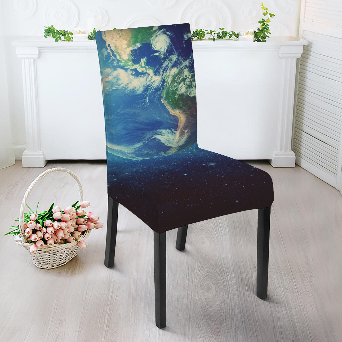 Earth And Space Print Dining Chair Slipcover