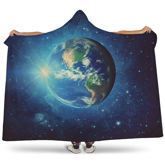 Earth And Space Print Hooded Blanket