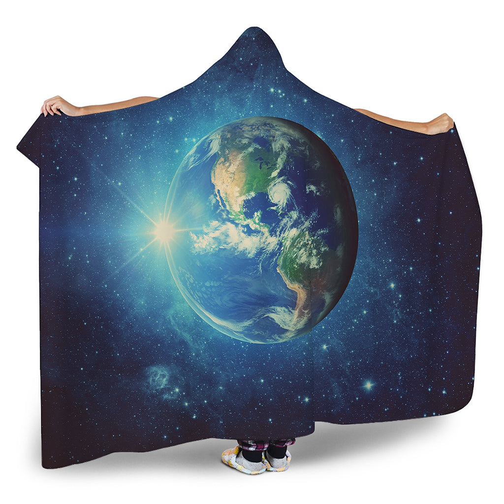 Earth And Space Print Hooded Blanket