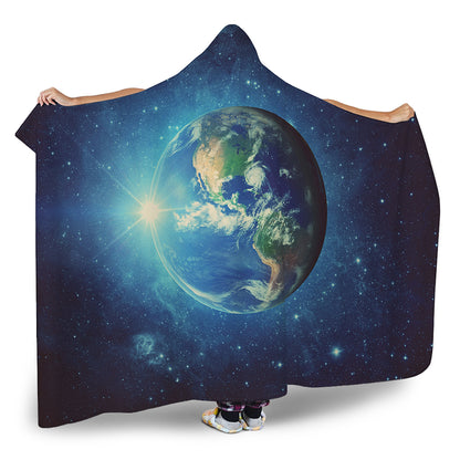 Earth And Space Print Hooded Blanket