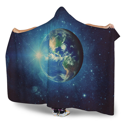 Earth And Space Print Hooded Blanket