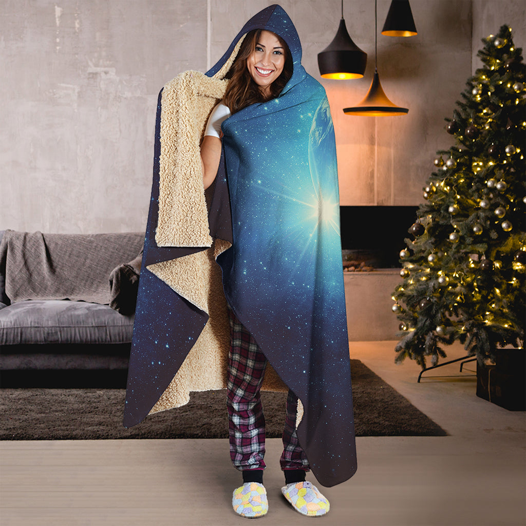 Earth And Space Print Hooded Blanket