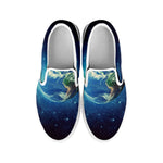 Earth And Space Print White Slip On Shoes