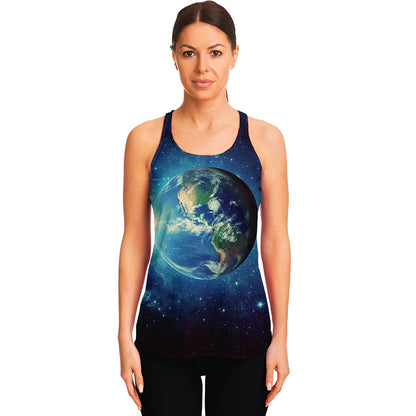Earth And Space Print Women's Racerback Tank Top
