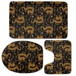 Eastern Dragon Pattern Print 3 Piece Bath Mat Set