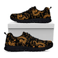 Eastern Dragon Pattern Print Black Running Shoes