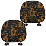 Eastern Dragon Pattern Print Car Headrest Covers