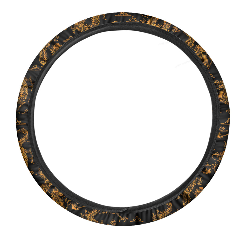 Eastern Dragon Pattern Print Car Steering Wheel Cover