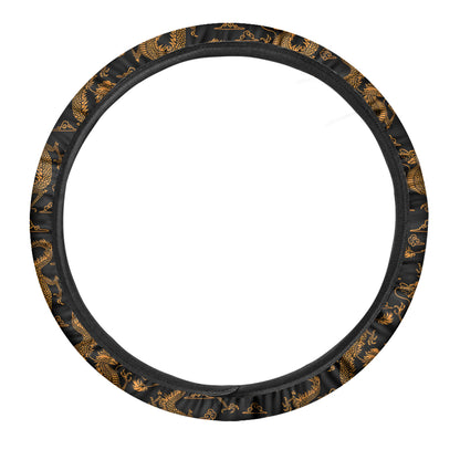 Eastern Dragon Pattern Print Car Steering Wheel Cover