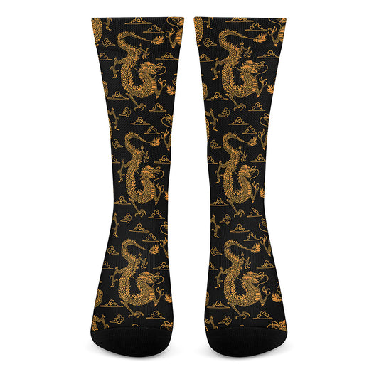 Eastern Dragon Pattern Print Crew Socks