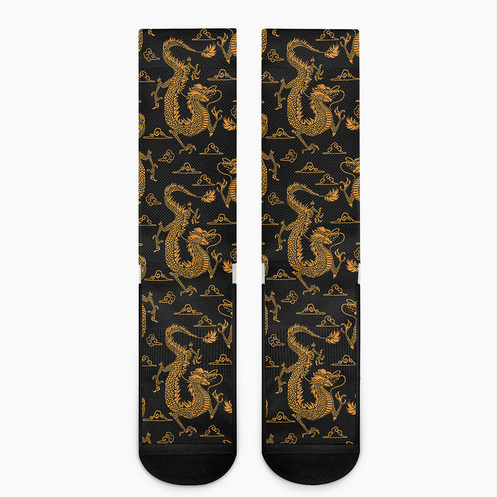Eastern Dragon Pattern Print Crew Socks