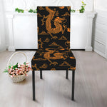Eastern Dragon Pattern Print Dining Chair Slipcover