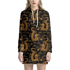 Eastern Dragon Pattern Print Hoodie Dress