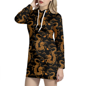 Eastern Dragon Pattern Print Hoodie Dress