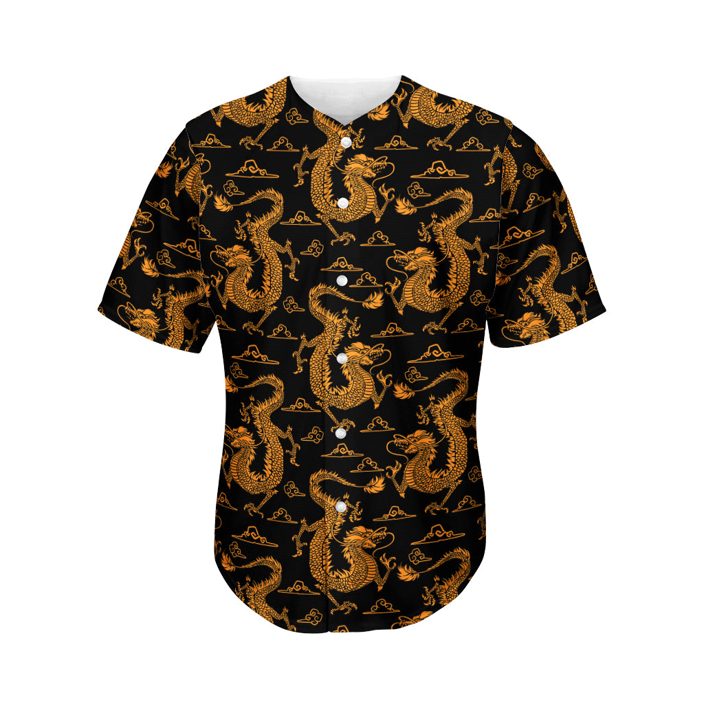 Eastern Dragon Pattern Print Men's Baseball Jersey