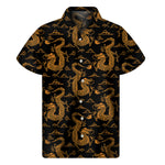 Eastern Dragon Pattern Print Men's Short Sleeve Shirt