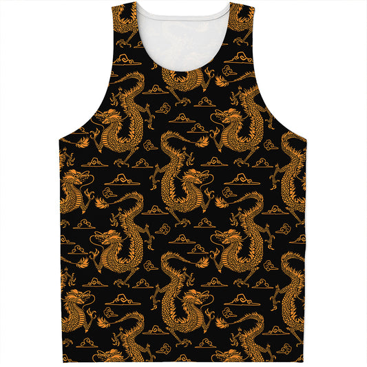 Eastern Dragon Pattern Print Men's Tank Top