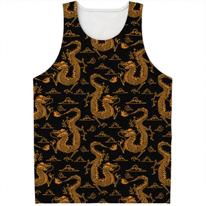 Eastern Dragon Pattern Print Men's Tank Top