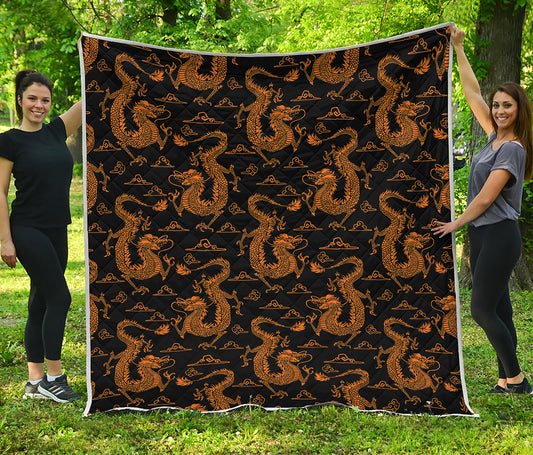Eastern Dragon Pattern Print Quilt