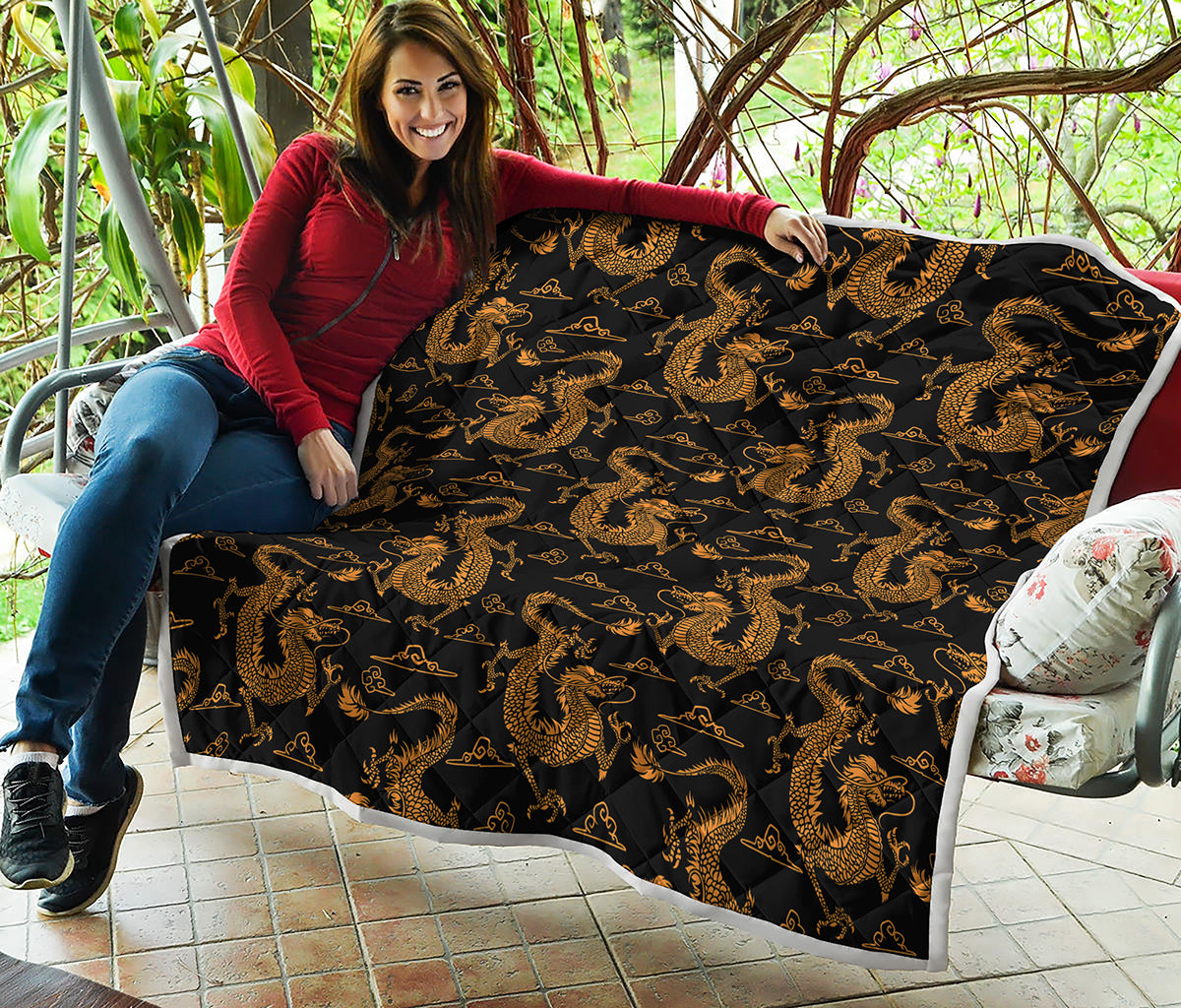 Eastern Dragon Pattern Print Quilt