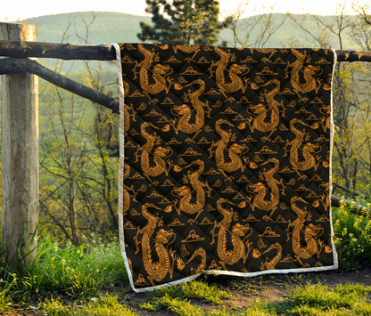 Eastern Dragon Pattern Print Quilt