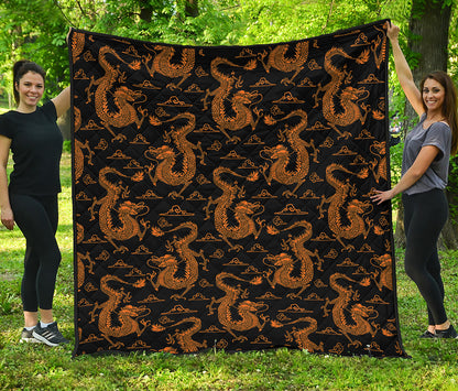 Eastern Dragon Pattern Print Quilt