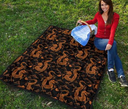 Eastern Dragon Pattern Print Quilt