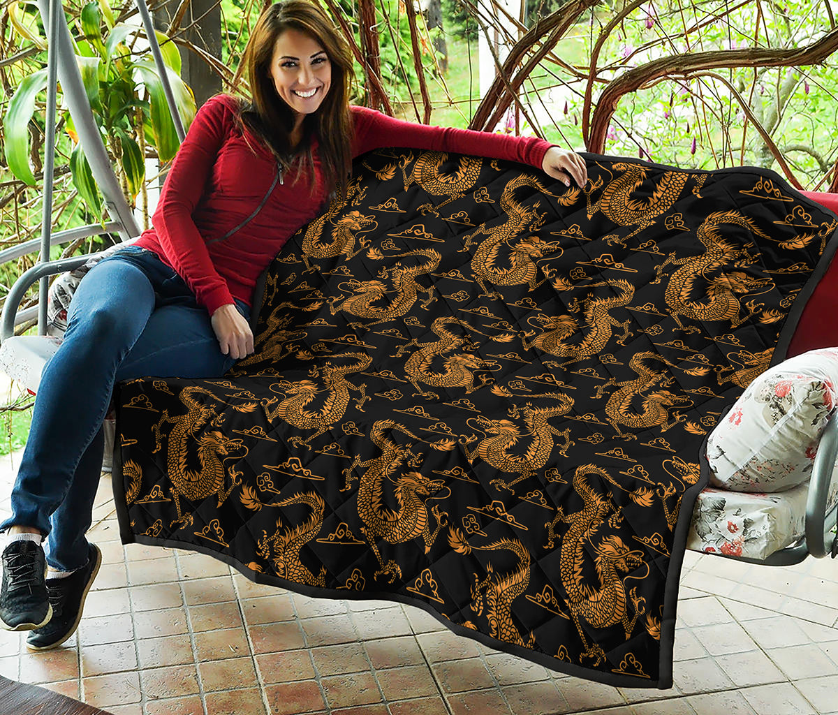 Eastern Dragon Pattern Print Quilt