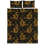 Eastern Dragon Pattern Print Quilt Bed Set