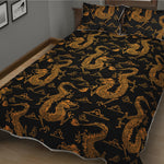 Eastern Dragon Pattern Print Quilt Bed Set